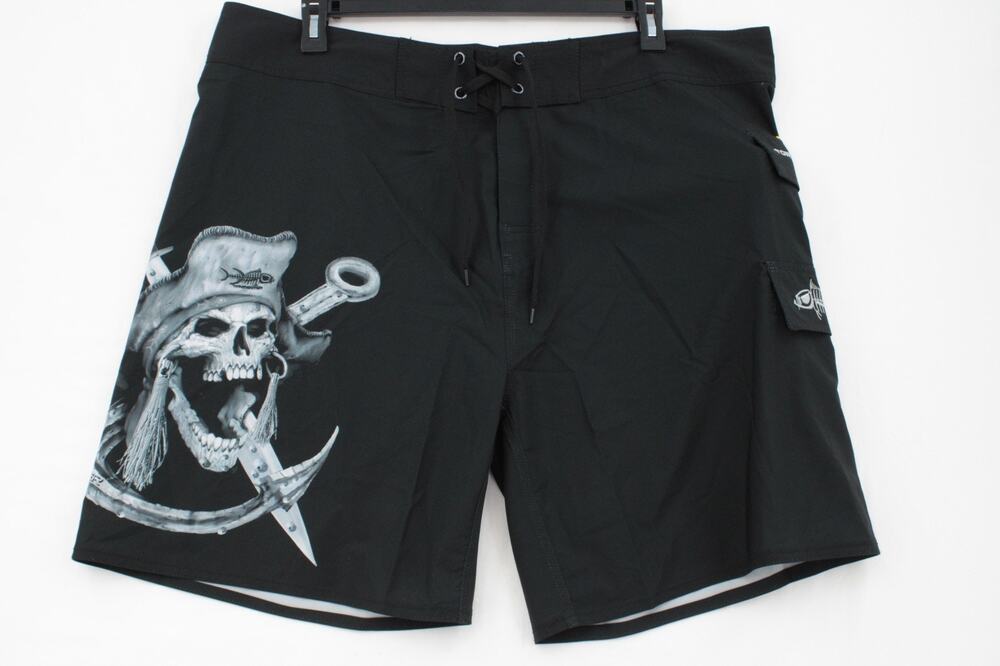 Tormenter Board Shorts Men 42 Barnacle Bill 8 Way Stretch SPF35 Swim Trunk Skull